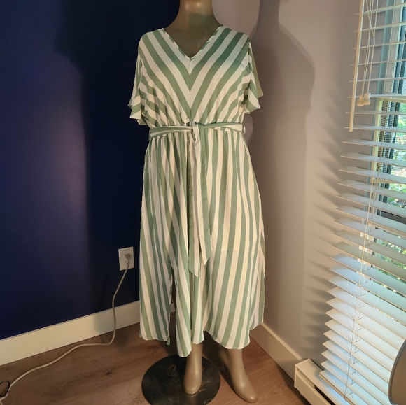 Green Striped Midi Dress - Picture 7 of 8